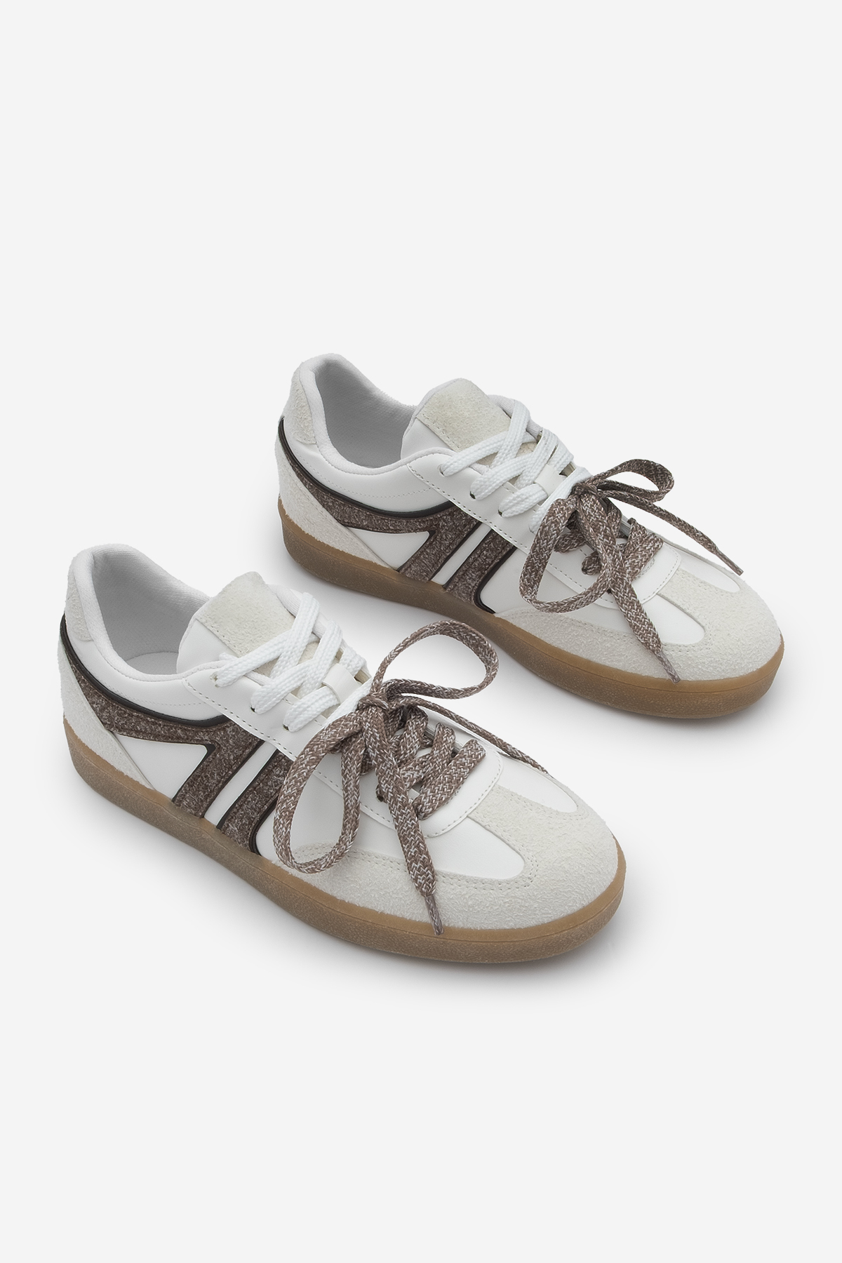 Marjin  Kadın Sneaker Retro Çift Bağcıklı Spor Ayakkabı Forden Kahve - Görsel 5