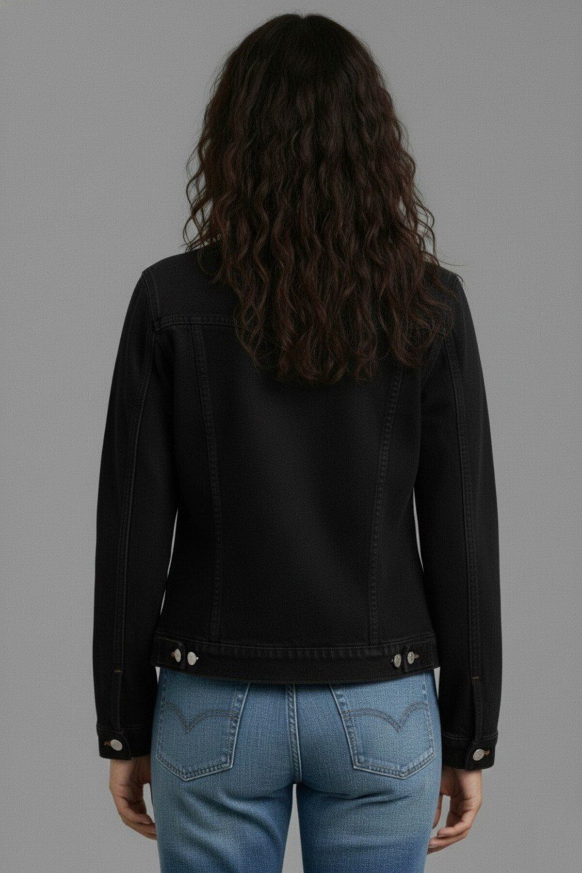 WKM  Kadın Rahat Kesim Çift Cepli Denim Kot Ceket - Görsel 4