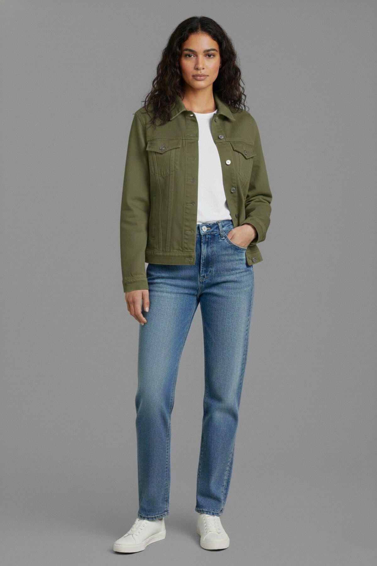 WKM  Kadın Rahat Kesim Çift Cepli Denim Kot Ceket - Görsel 2