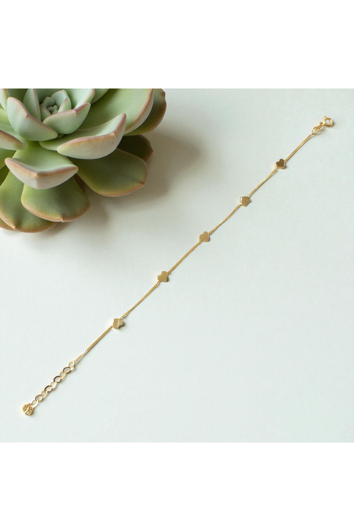 NOVA GRUP MÜCEVHERAT SIRALI KALPLİ FİGÜRLÜ BİLEKLİK 14 AYAR ALTIN