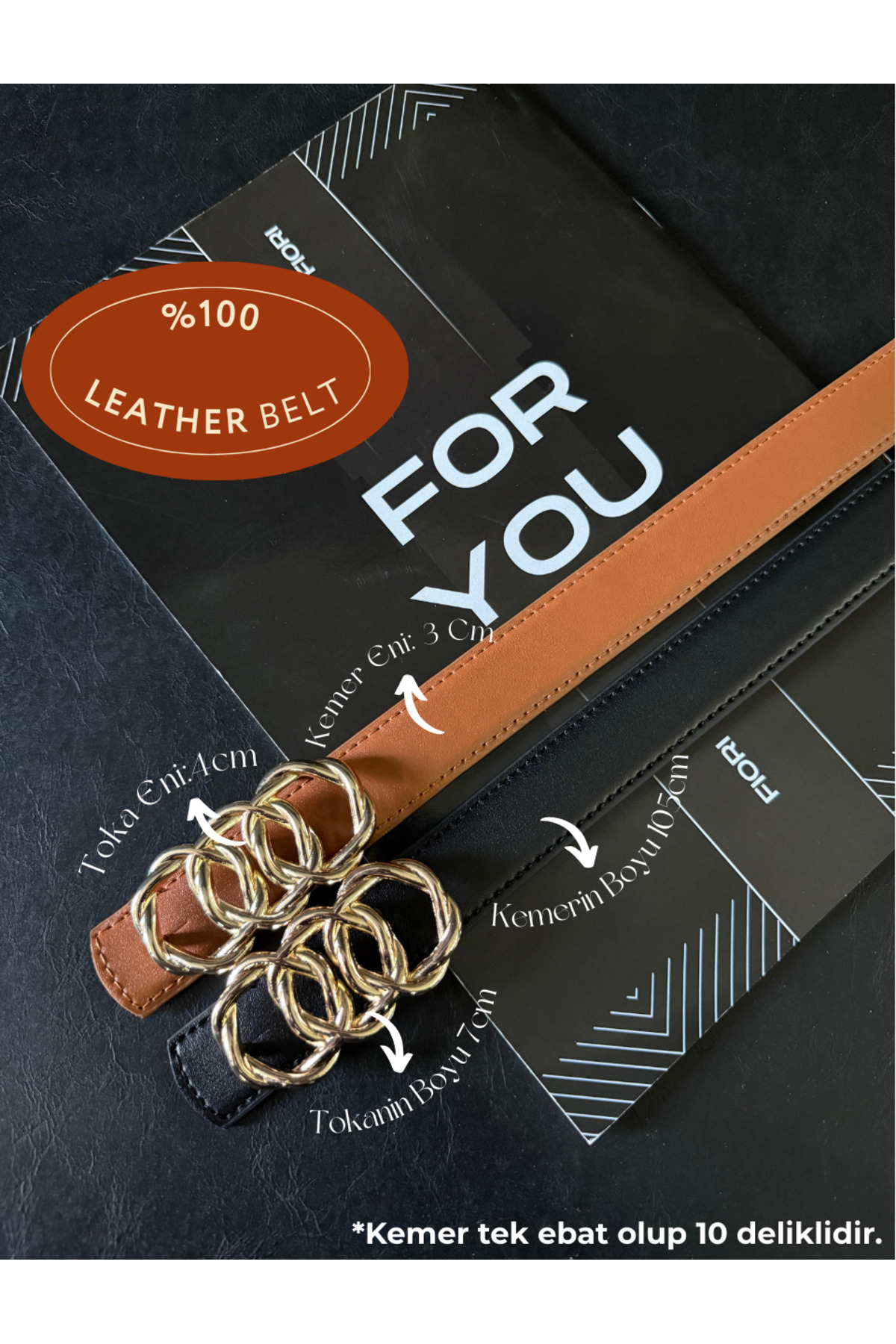 2-Piece Genuine Curved Leather Women's Pants Belt with Combined Ring Buckle, Jacket Belt, Dress Belt