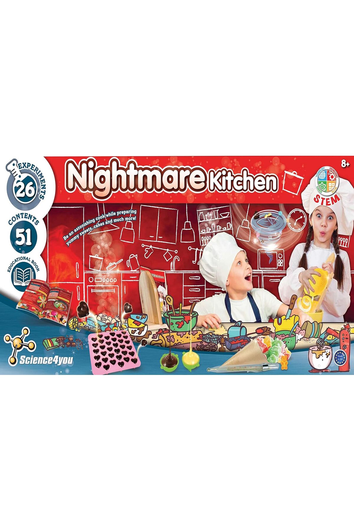 کیت آشپزی STEM «آشپزخانه کابوس» Science 4 You برای کودکان (۸ سال به بالا)، درست کردن آبنبات و کاپکیک