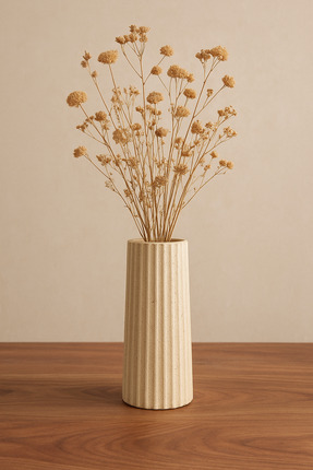 Düşler el yapımı traverten dokulu uzun dekoratif vazo şık ve doğal tasarım