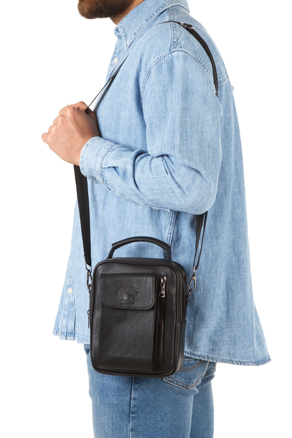 Newish  Erkek Mekanizmalı Cüzdan ve Deri Kapaklı Omuz El Çantası (17X22CM) - Görsel 3