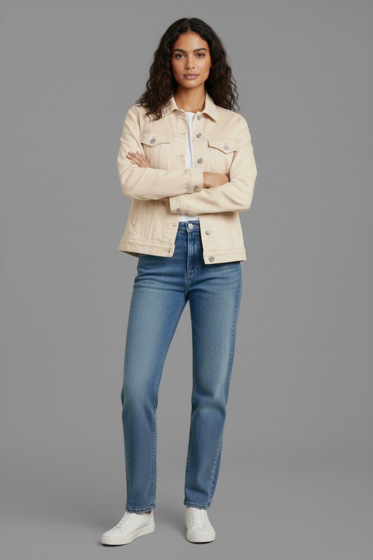 WKM  Kadın Rahat Kesim Çift Cepli Denim Kot Ceket - Görsel 3