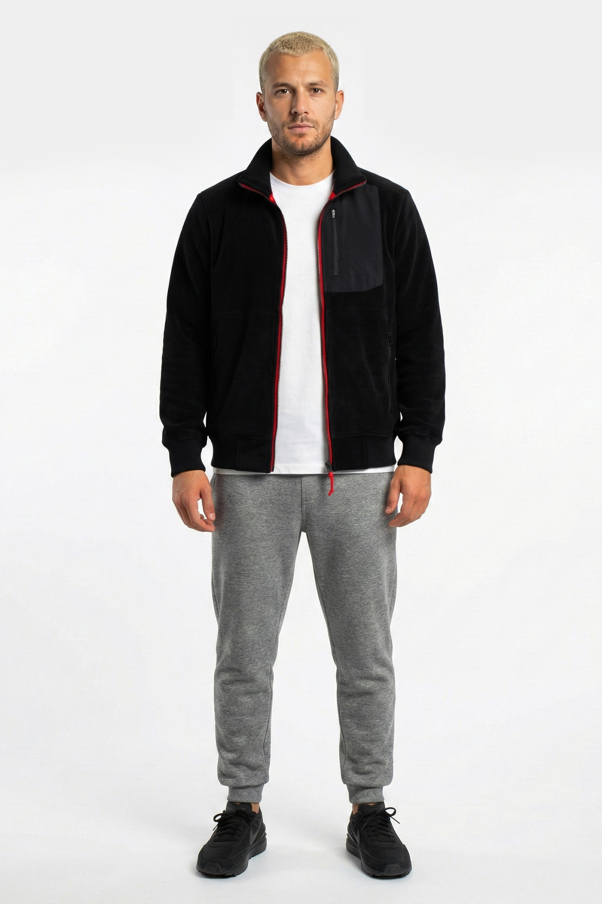 Erkek VOSTOK Göğüs Cebi Fermuarlı Kalın Polar Fleece Mont SİYAH — مشکی TYC0BD89C9A8C3014554F9200