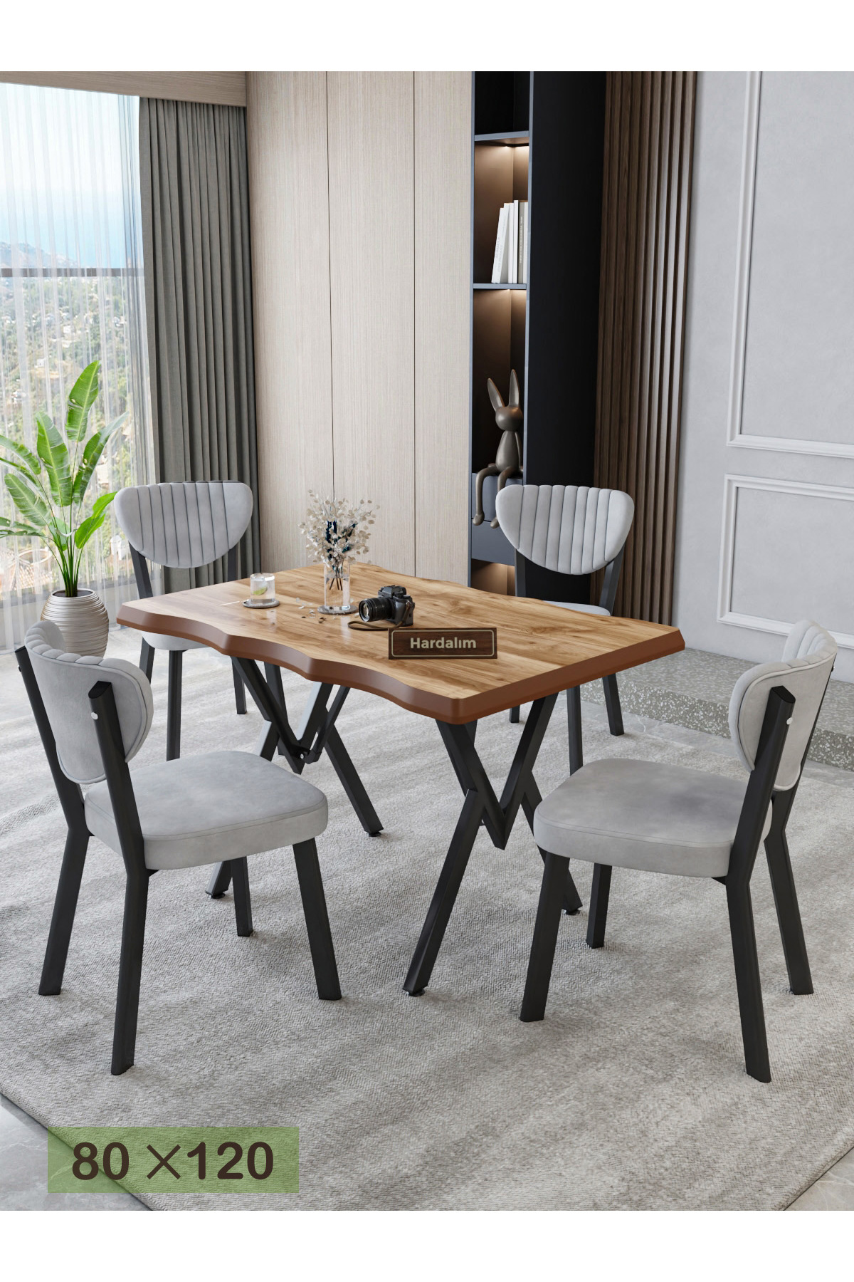 Hardalım Consept Eylül 80x120 MDF Kütük Mutfak Masası Takımı Salon Takımı Yemek Odası Takımı