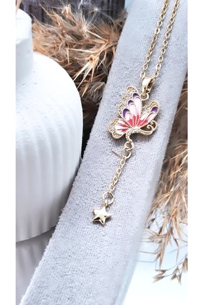 Serenity Kelebek Sallantılı Yıldız Çelik Kolye