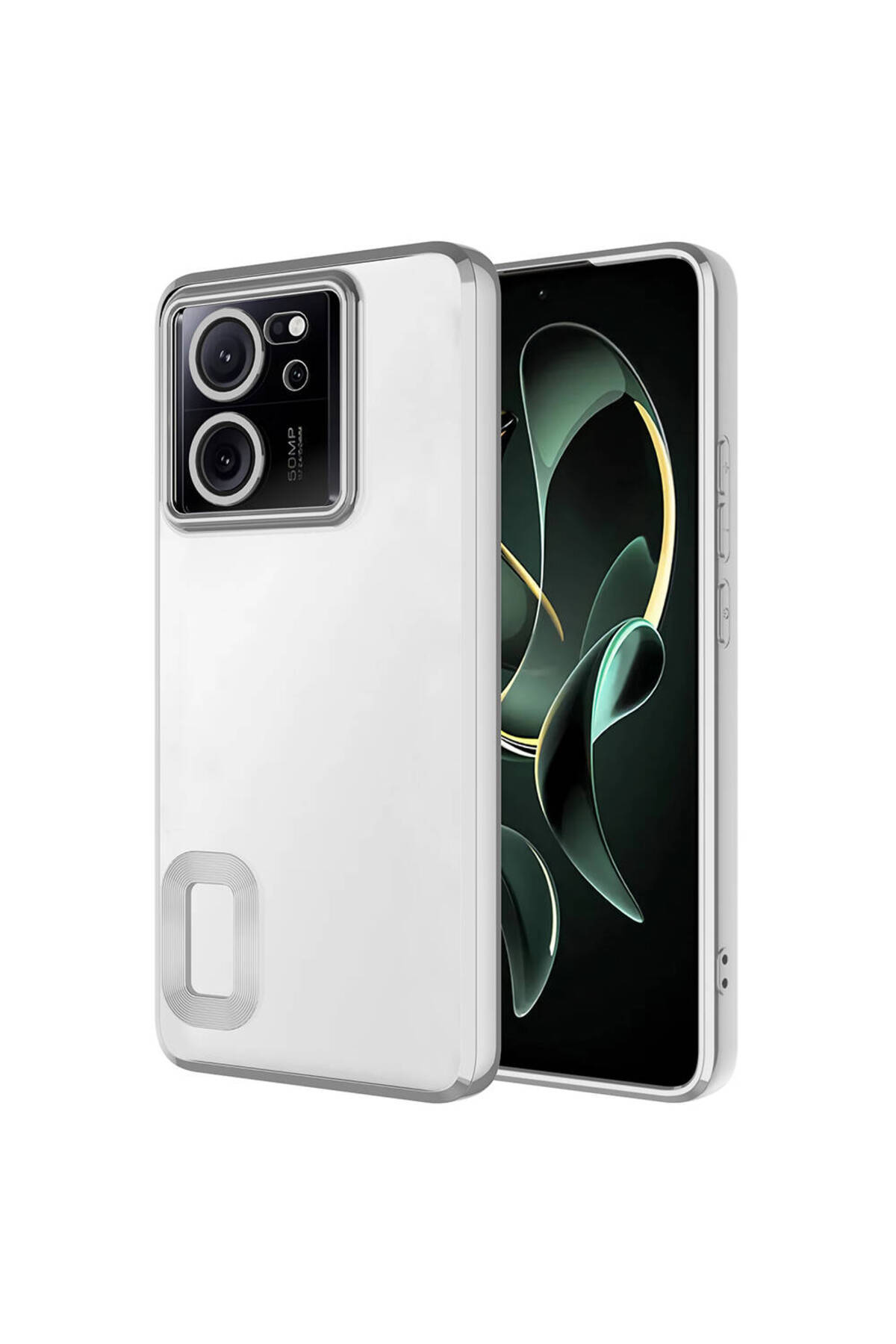 Mi 13T Pro Kılıf Kamera Korumalı Logo Gösteren MSRA Omega Kapak - Gümüş