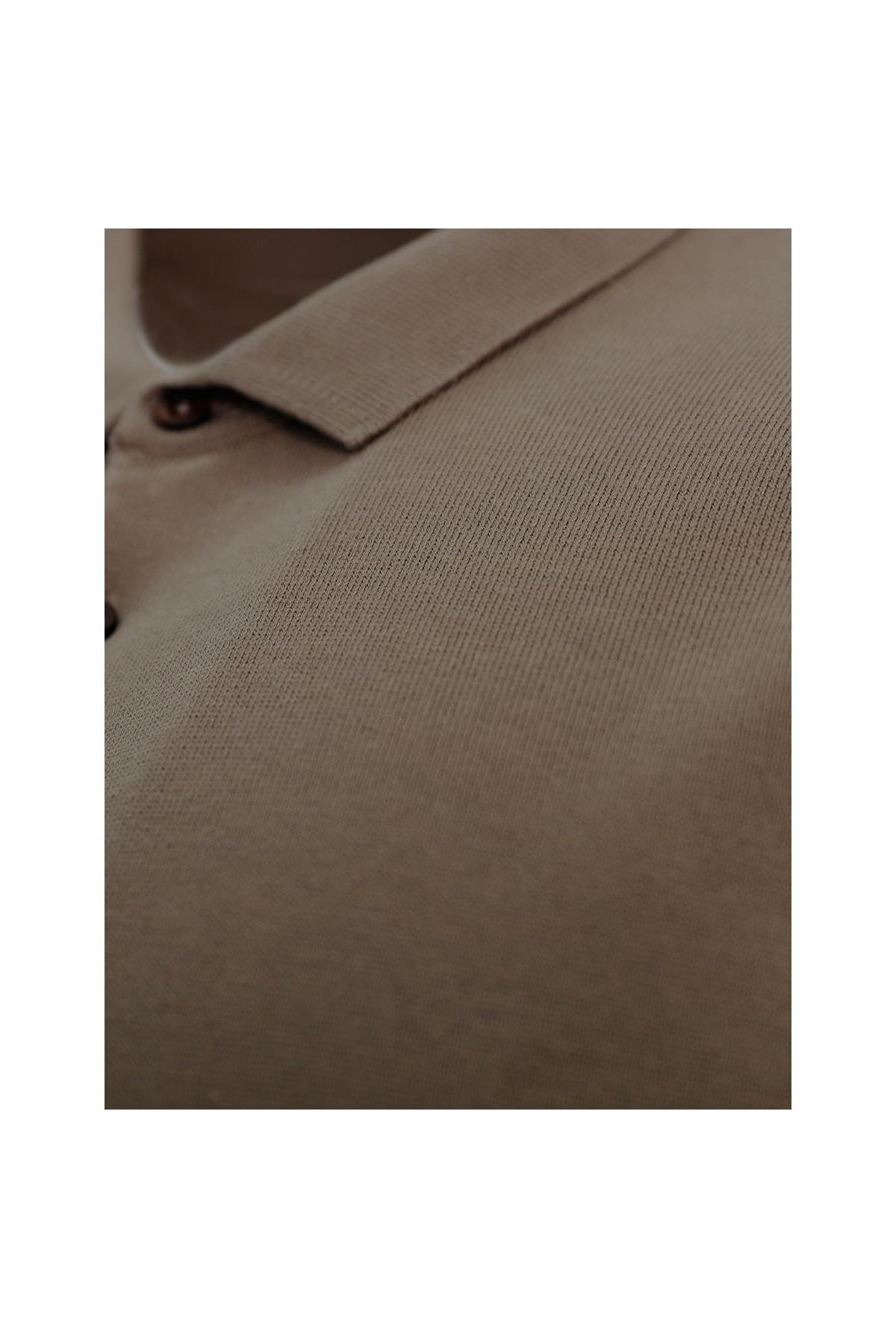 Uki  VİZON Polo Yaka Triko Kazak - Görsel 3