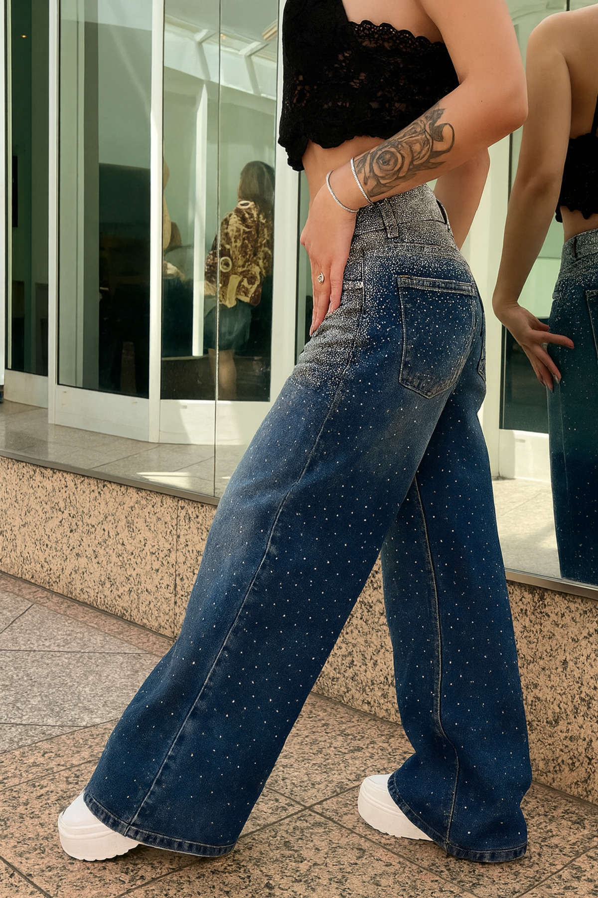 DEEFWEAR  Premium Tasarım Unisex Taşlı Jean Pantolon - Görsel 3