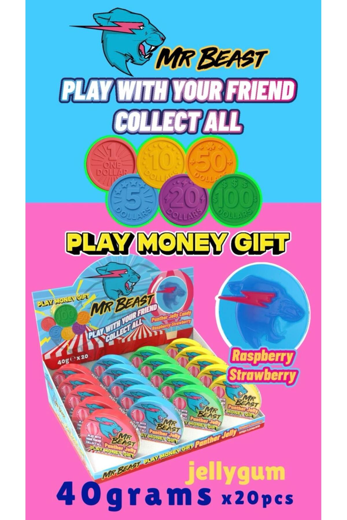 Pofika Mr Beast Panther Jellygum Candy Raspberry Strawberry Play