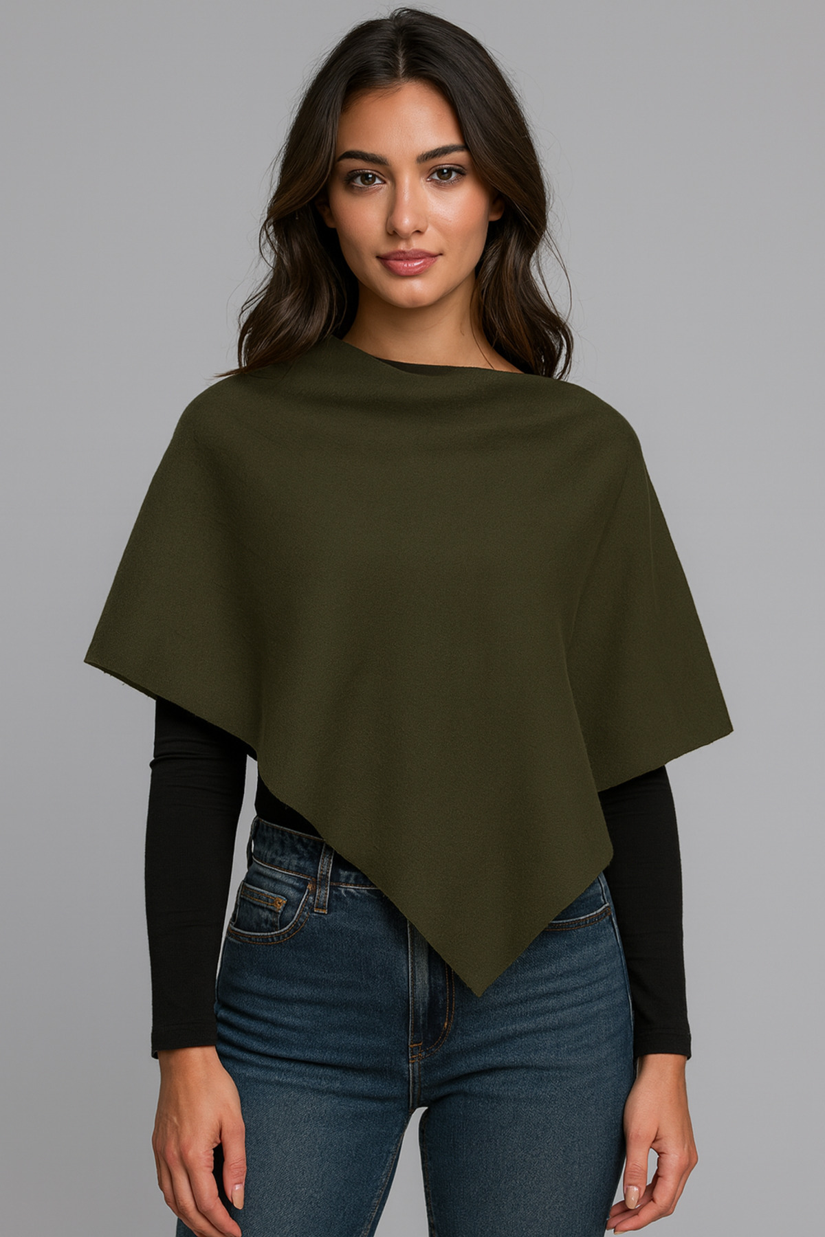 Sebir Moda Asimetrik Kesim Triko Akrilik Panço