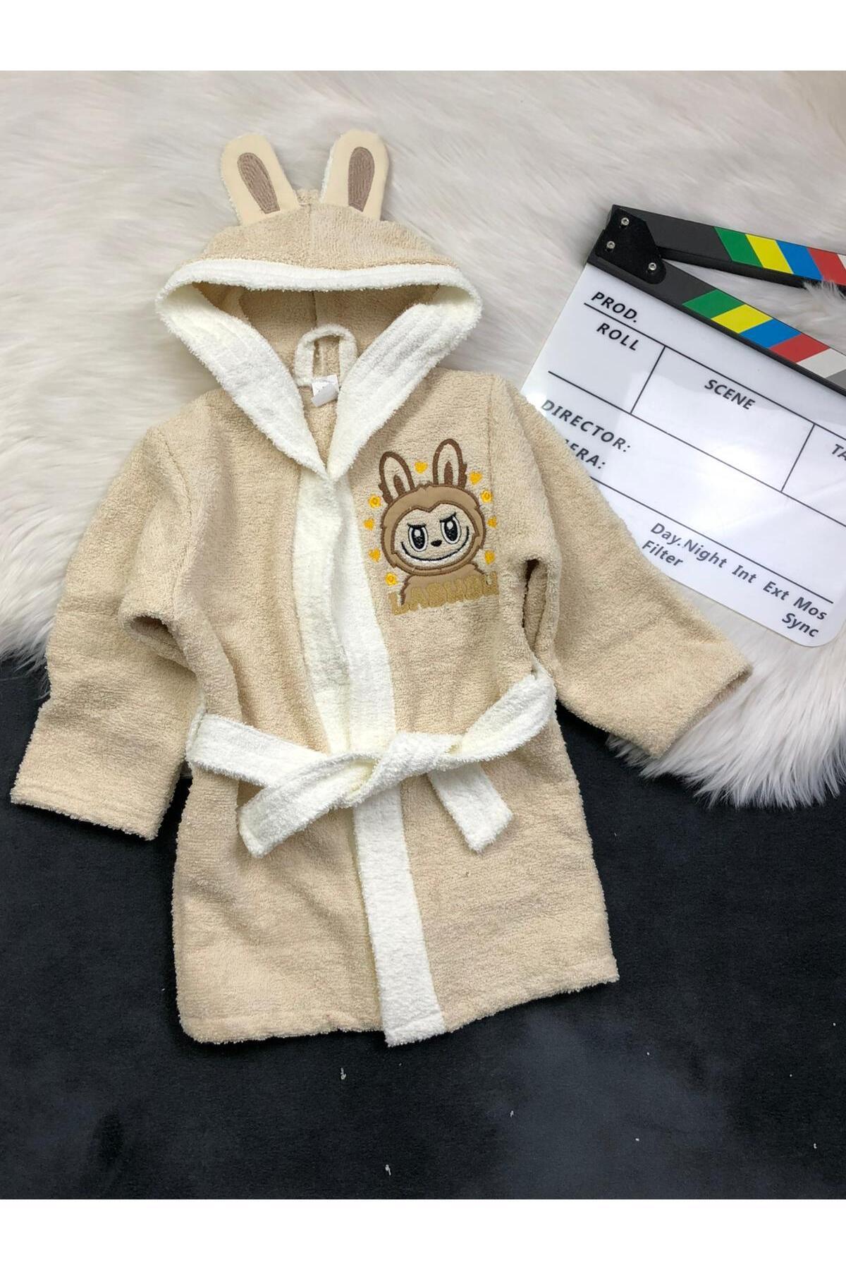 zavera for kids Unisex Çocuk Labubu Bornoz - %100 Organik Pamuklu fotoğrafı 3 (önizleme)