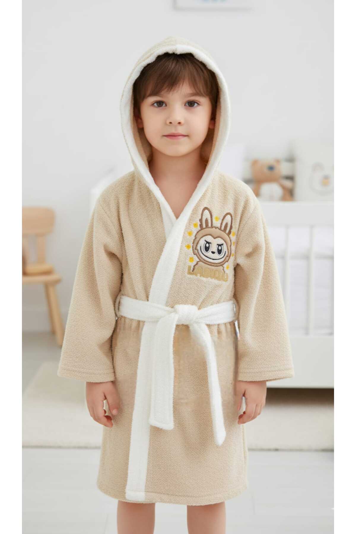 zavera for kids Unisex Çocuk Labubu Bornoz - %100 Organik Pamuklu fotoğrafı 4 (önizleme)