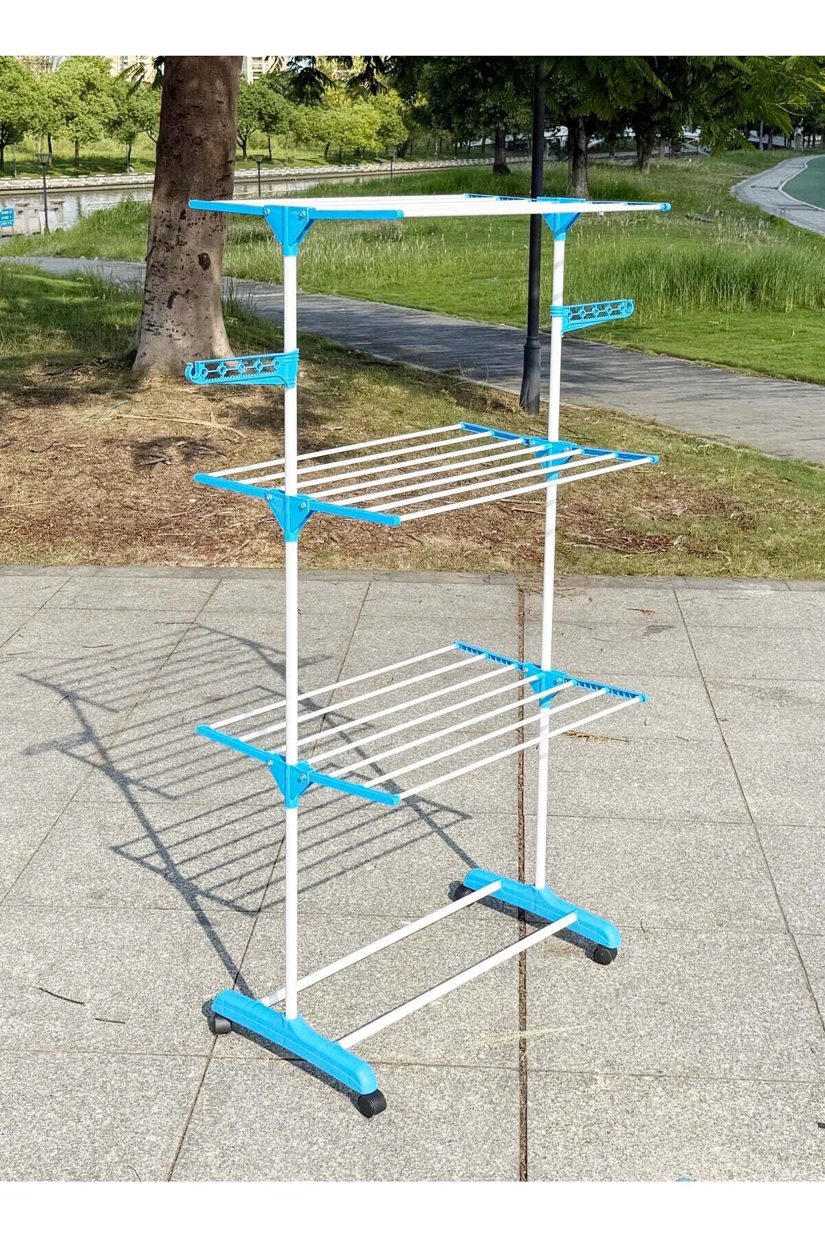 حامل تجفيف - أزرق/رمادي - 79×58×165 سم