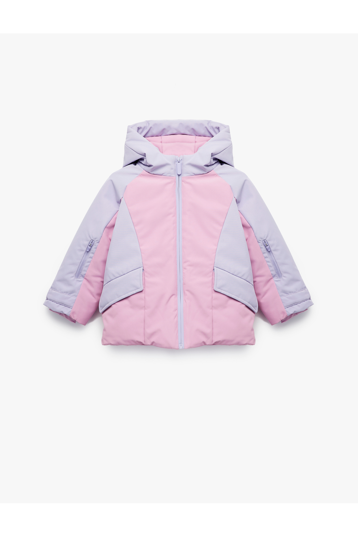 Koton Uzun Kollu Kapaklı Cep Detaylı Renk Bloklu Fermuarlı Kapşonlu Oversize Kayak Montu fotoğrafı 3 (önizleme)