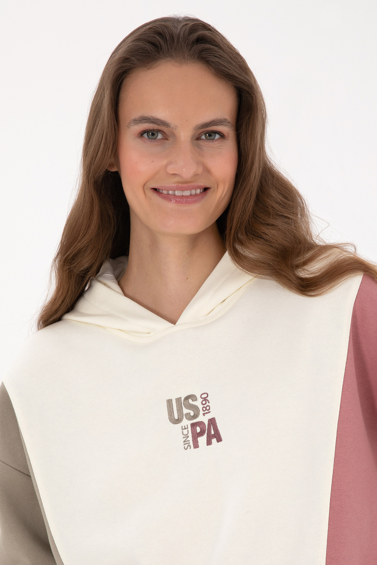 U.S. Polo Assn.  Kadın Krem Kapüşonlu Sweatshirt 50313585-VR256 - Görsel 2