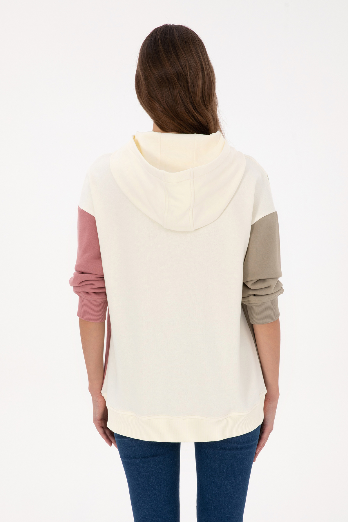 U.S. Polo Assn.  Kadın Krem Kapüşonlu Sweatshirt 50313585-VR256 - Görsel 5