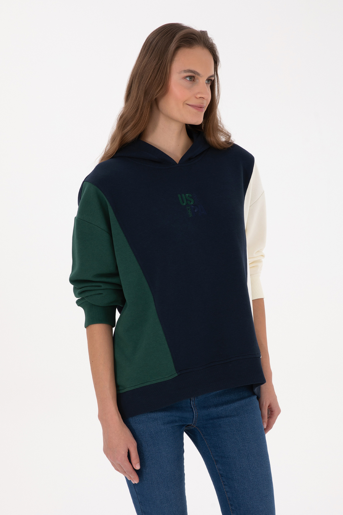 U.S. Polo Assn.  Kadın Lacivert Kapüşonlu Sweatshirt 50313585-VR059 - Görsel 3
