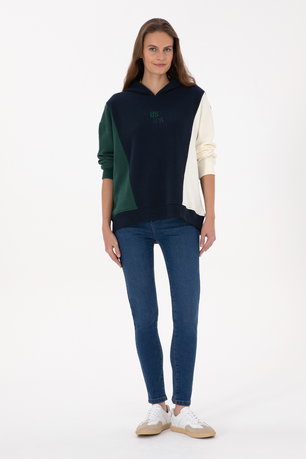 U.S. Polo Assn.  Kadın Lacivert Kapüşonlu Sweatshirt 50313585-VR059 - Görsel 4