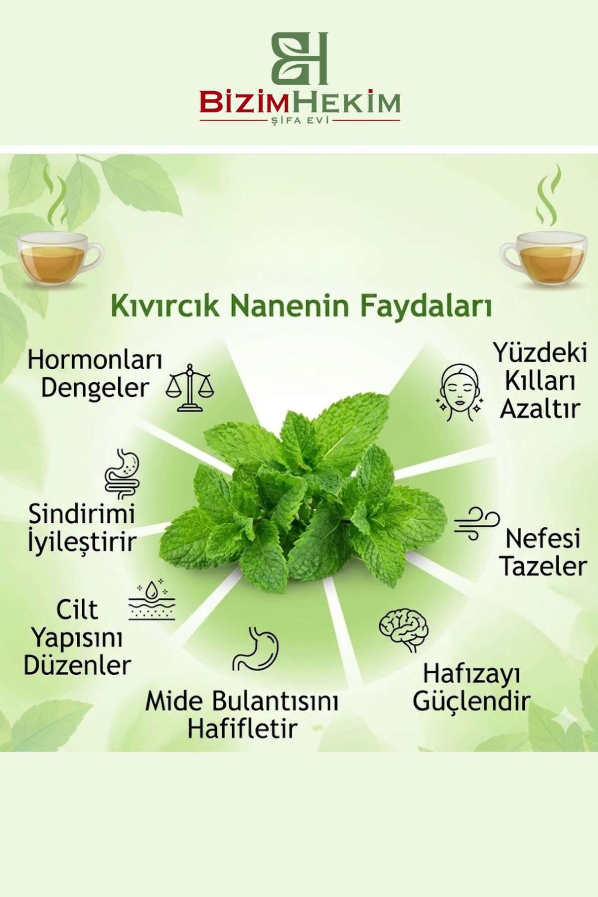 BİZİMHEKİM ŞİFA EVİ Kıvırcık Nane Çayı Pcos & Sindirim Dostu