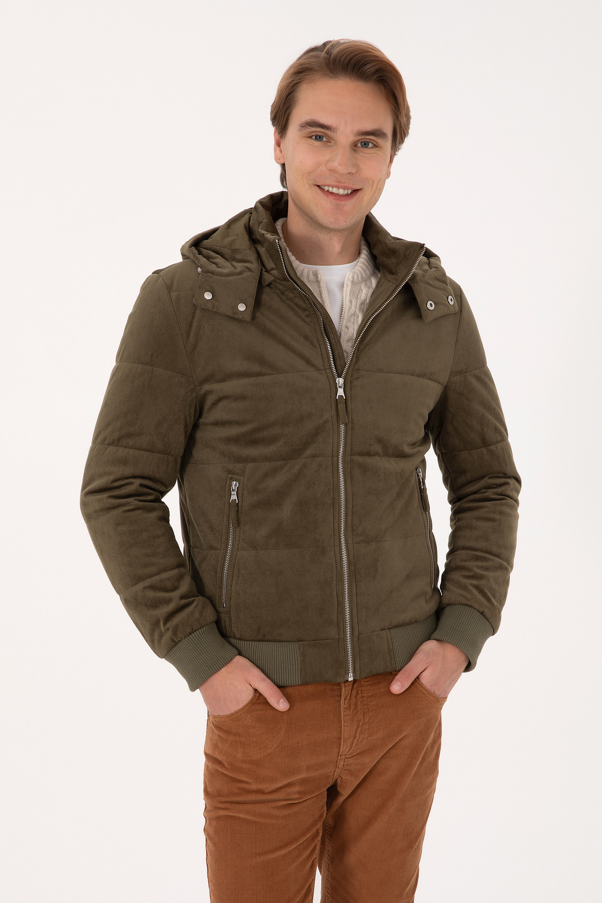 یو اس پولو ژاکت خاکی مردانه ۵۰۳۱۰۲۷۱-VR۰۲۷