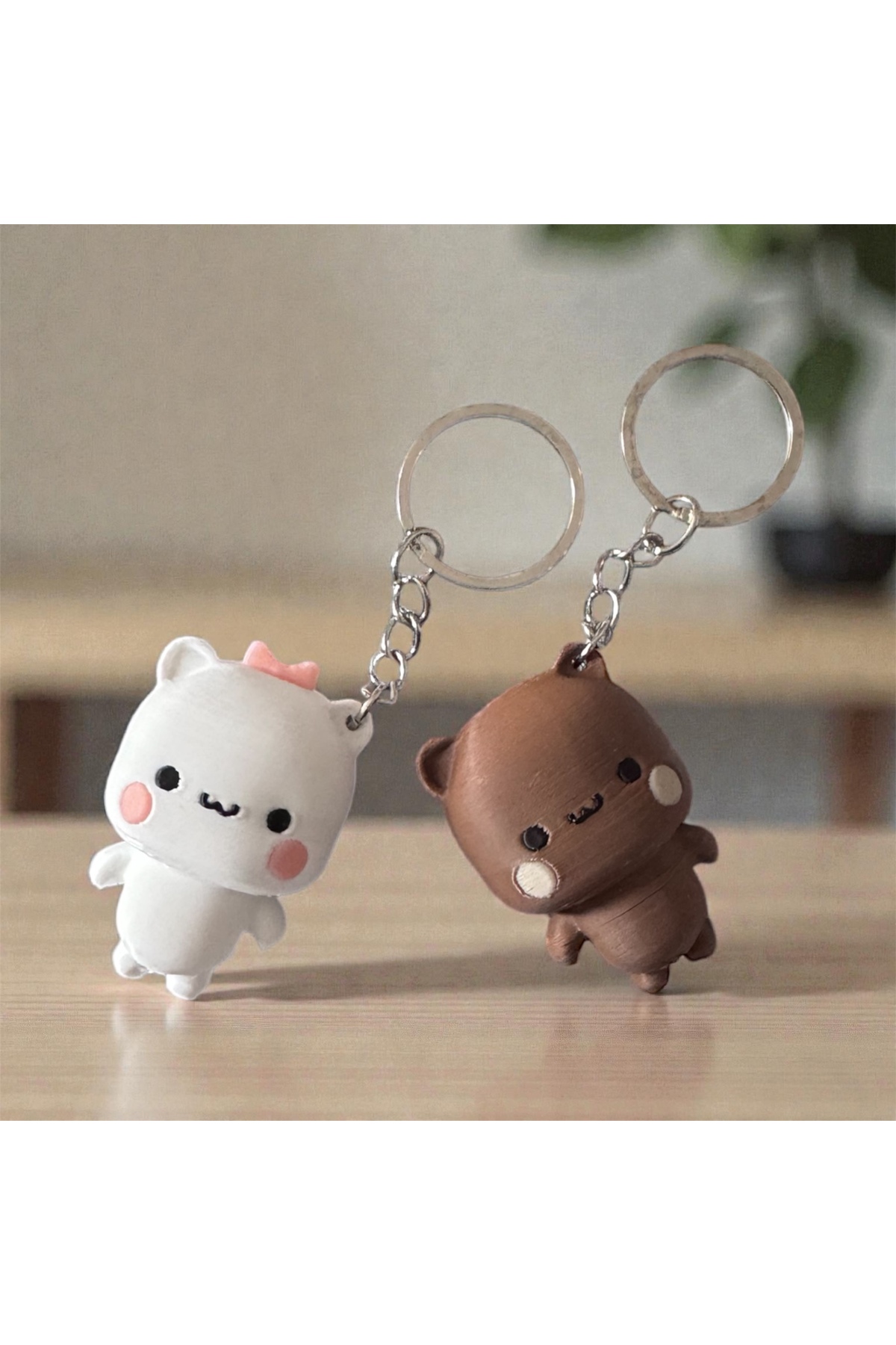 Valentine Gift Dudu and This Dual Keychain Bag Accessory Teddy Bear Vibrant Colors Solid Material
