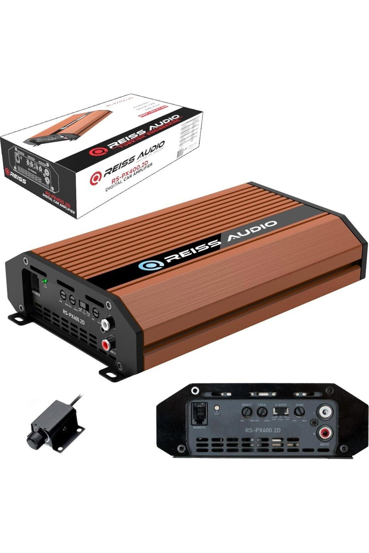 REISS AUDIO Oto Anfi 400W 2 Kanal Bass Kontrol RS-PX400.2D 4 Ohm