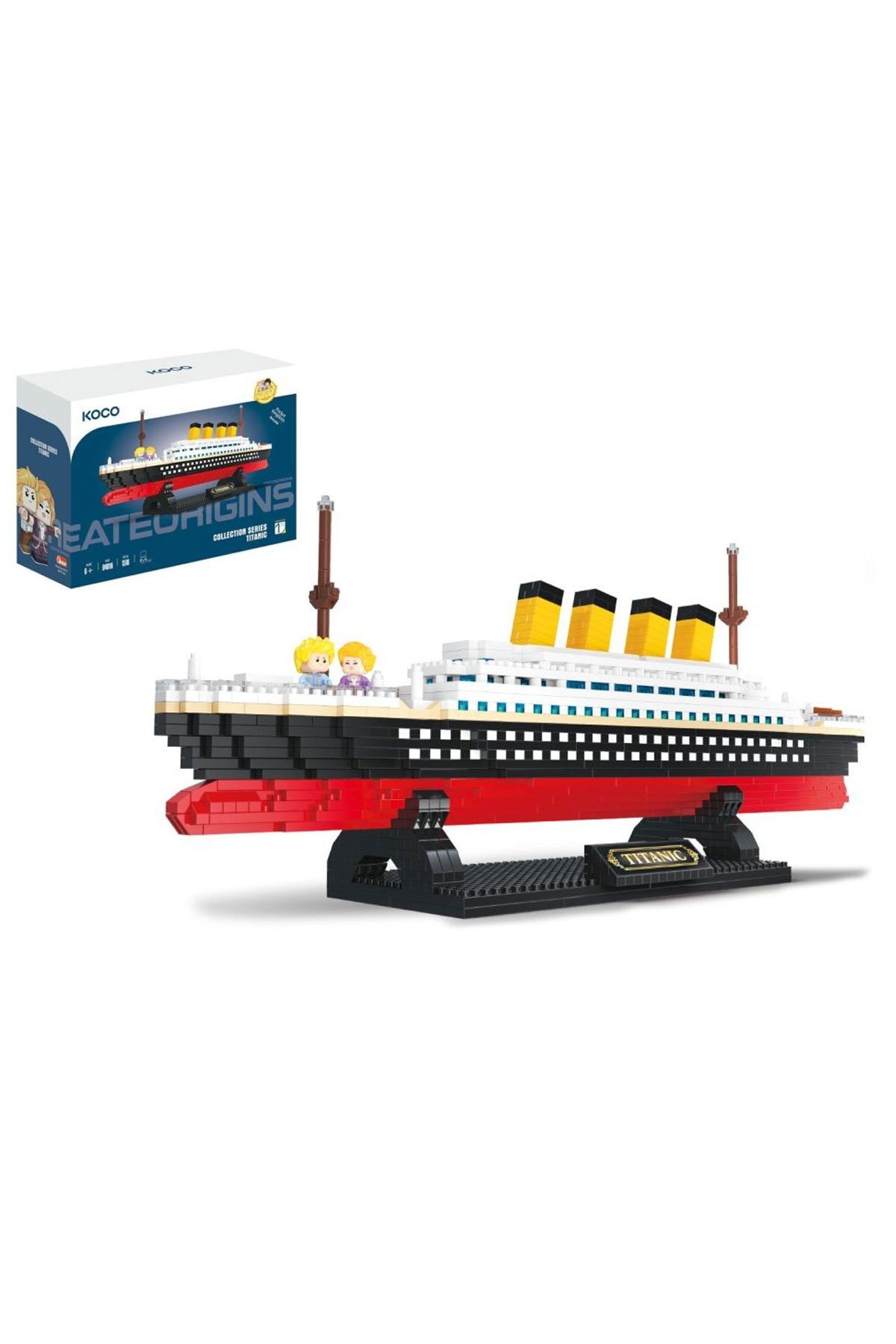 مجموعه ساختنی ۱۵۱۰ قطعهای تایتانیک با ۲ فیگور ۳۵ سانتیمتری – مدل کشتی با جزئیات – بازی بلوکی کودکان و بزرگسالان