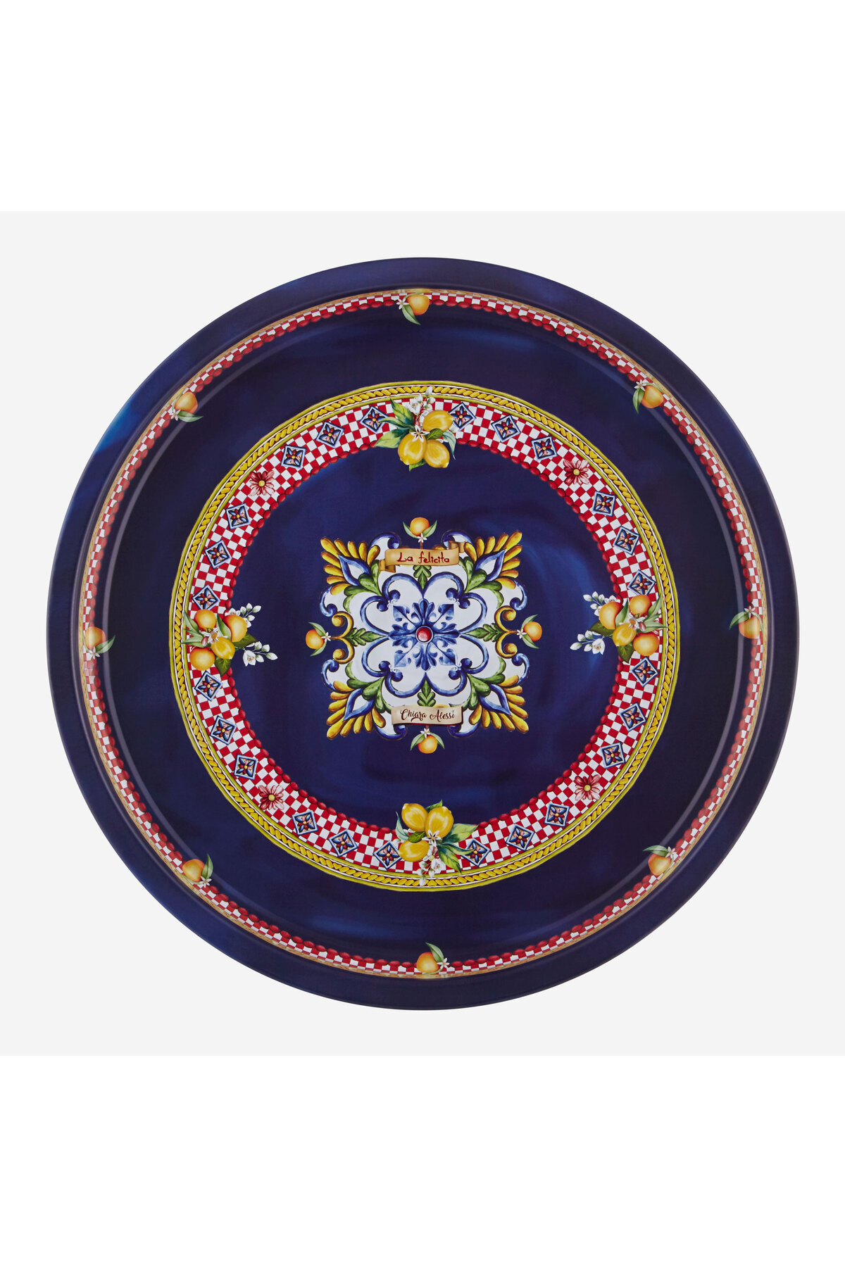 CHIARA ALESSI La Felicita Lacivert Metal Tepsi 34 Cm