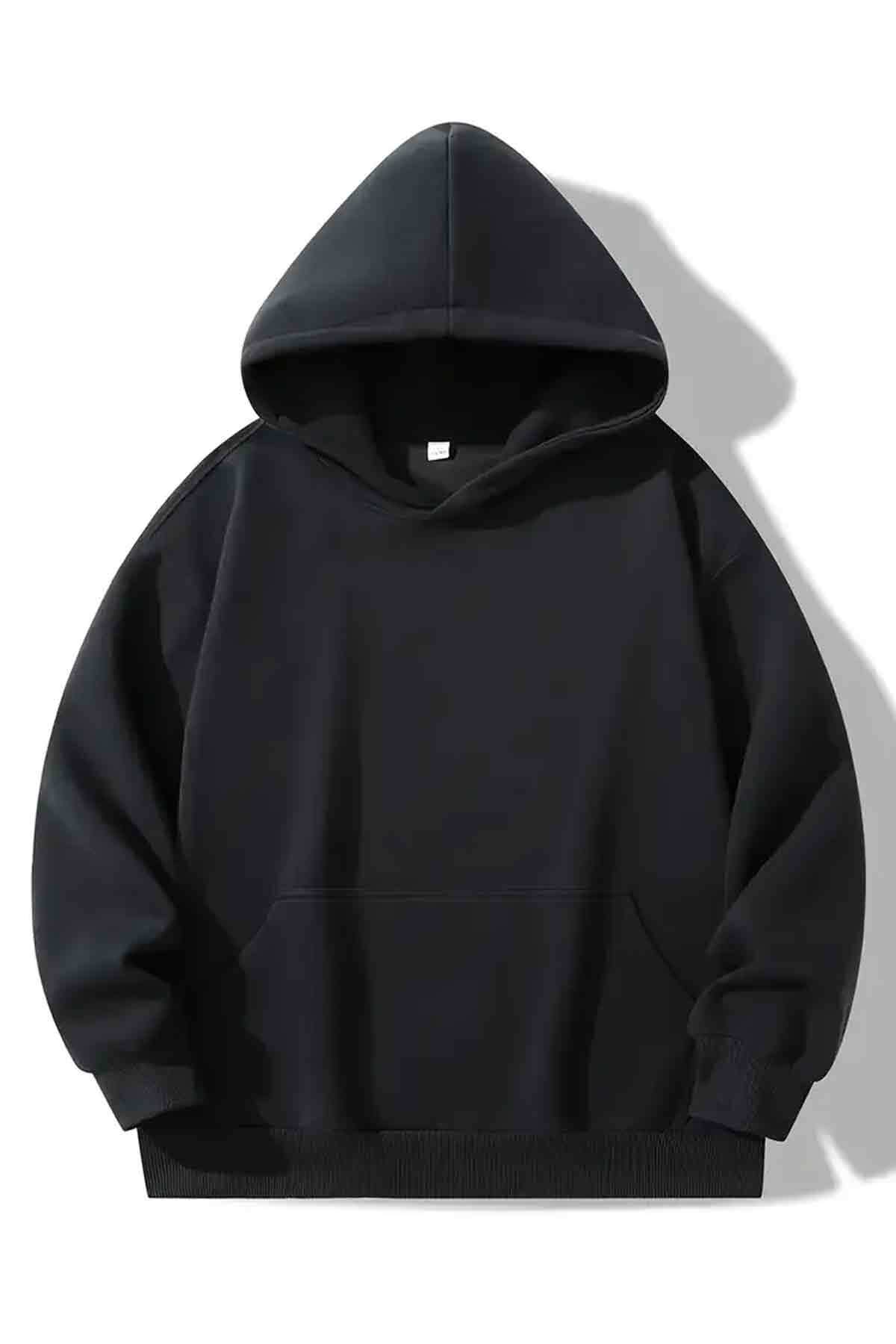 Cool mans Oversize 3 İplik Şardonlu Kapüşonlu Battal Büyük Beden Sweatshirt görsel 2