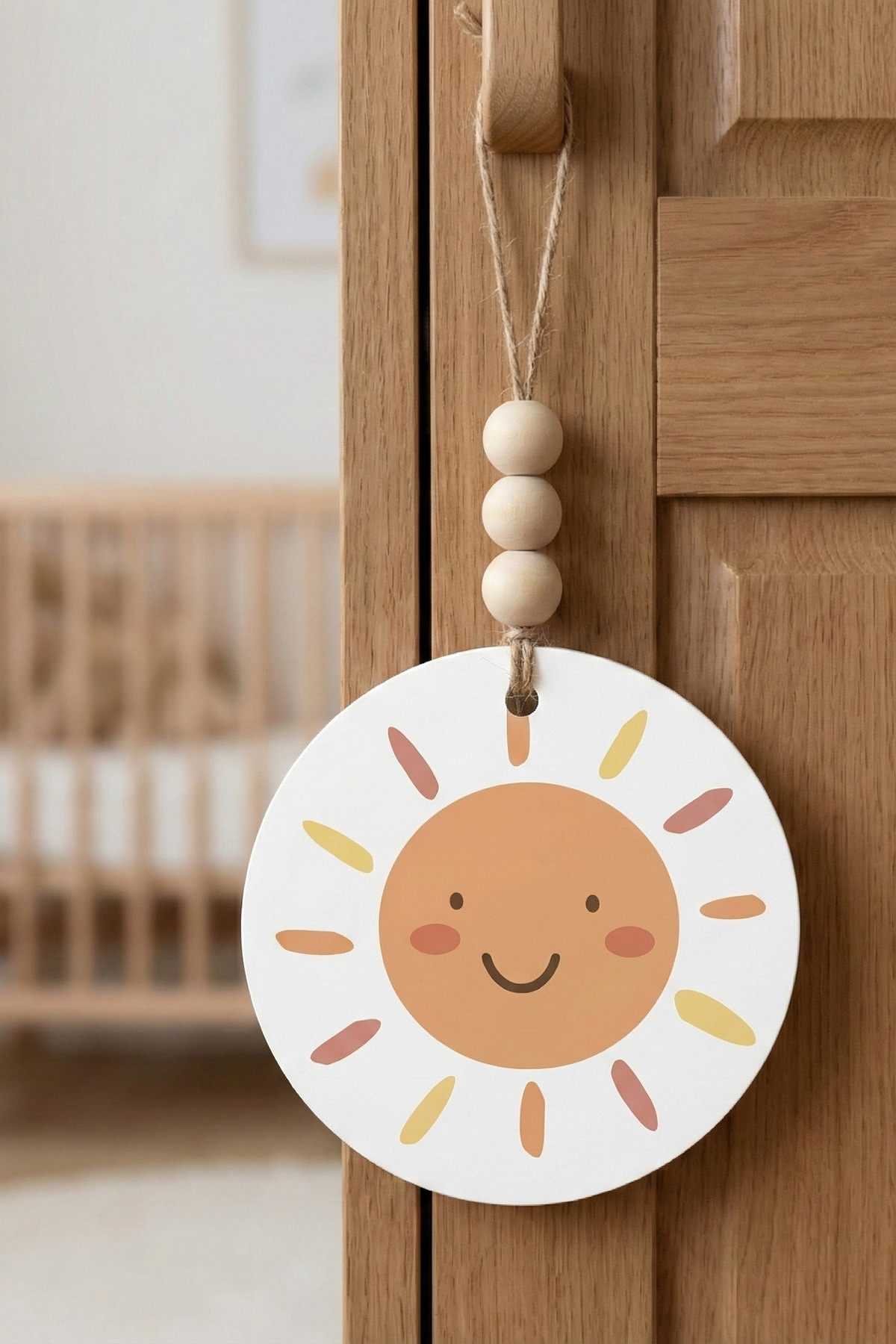Bebek Odası Dekoratif Ahşap Dolap ve Çekmece Süsü - İskandinav Tarzı Boho Rainbow Kulp Askısı 7