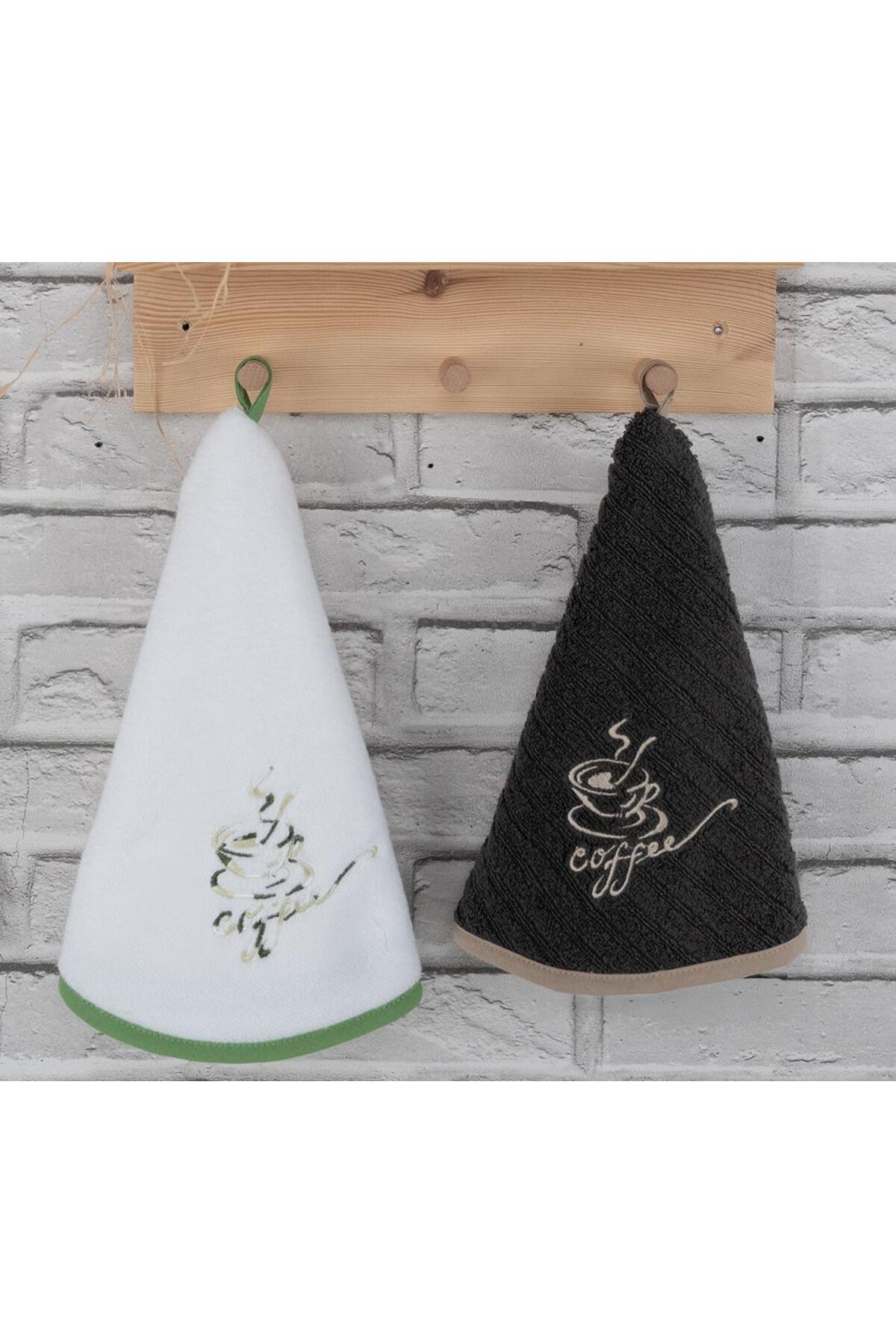 Cotton Conical, Hanging 2-Piece Embroidered Themed Colorful Kitchen Towel Set