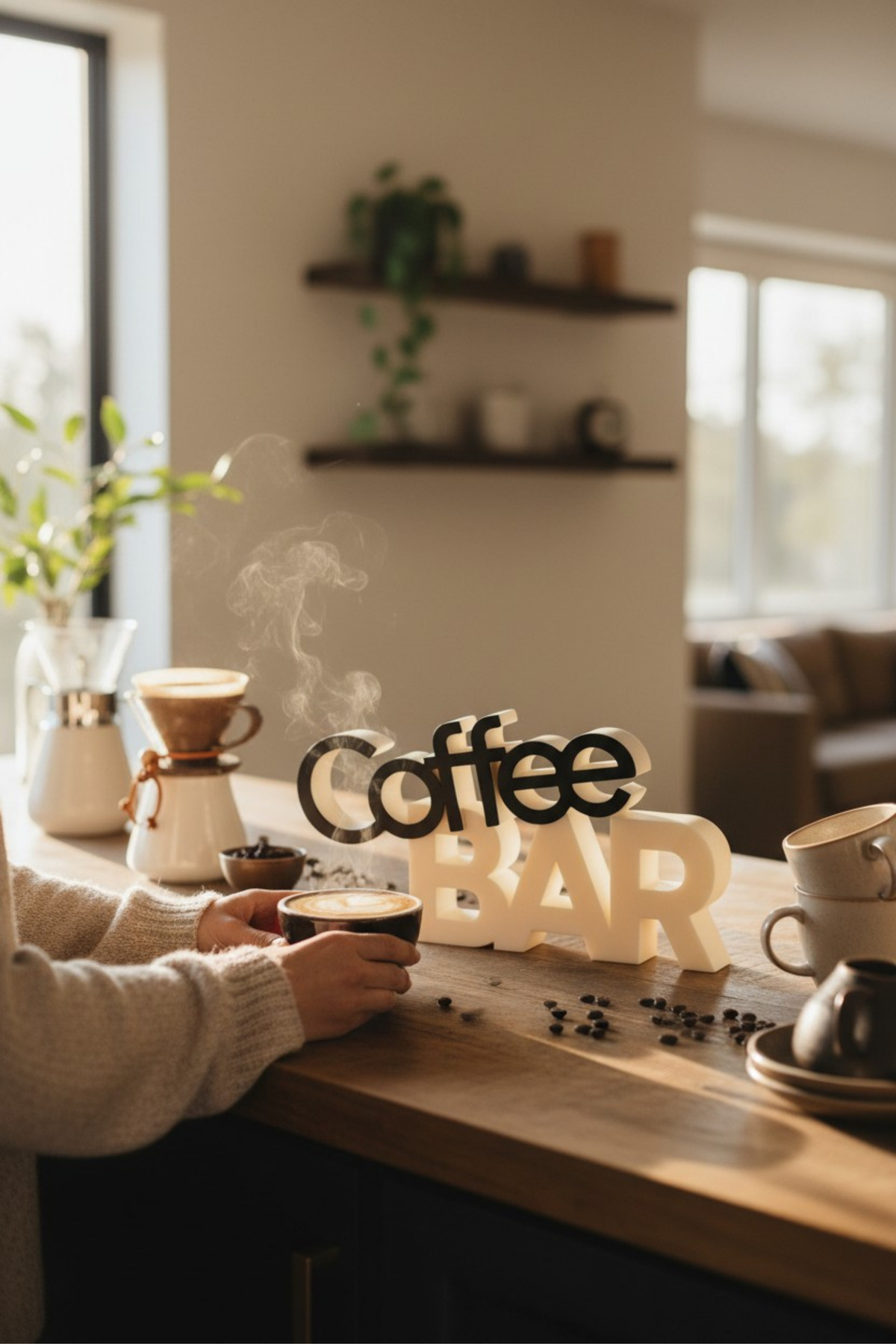 Coffee Bar Written Decorative Object Kitchen Coffee Corner Accessory Modern Plastic Design