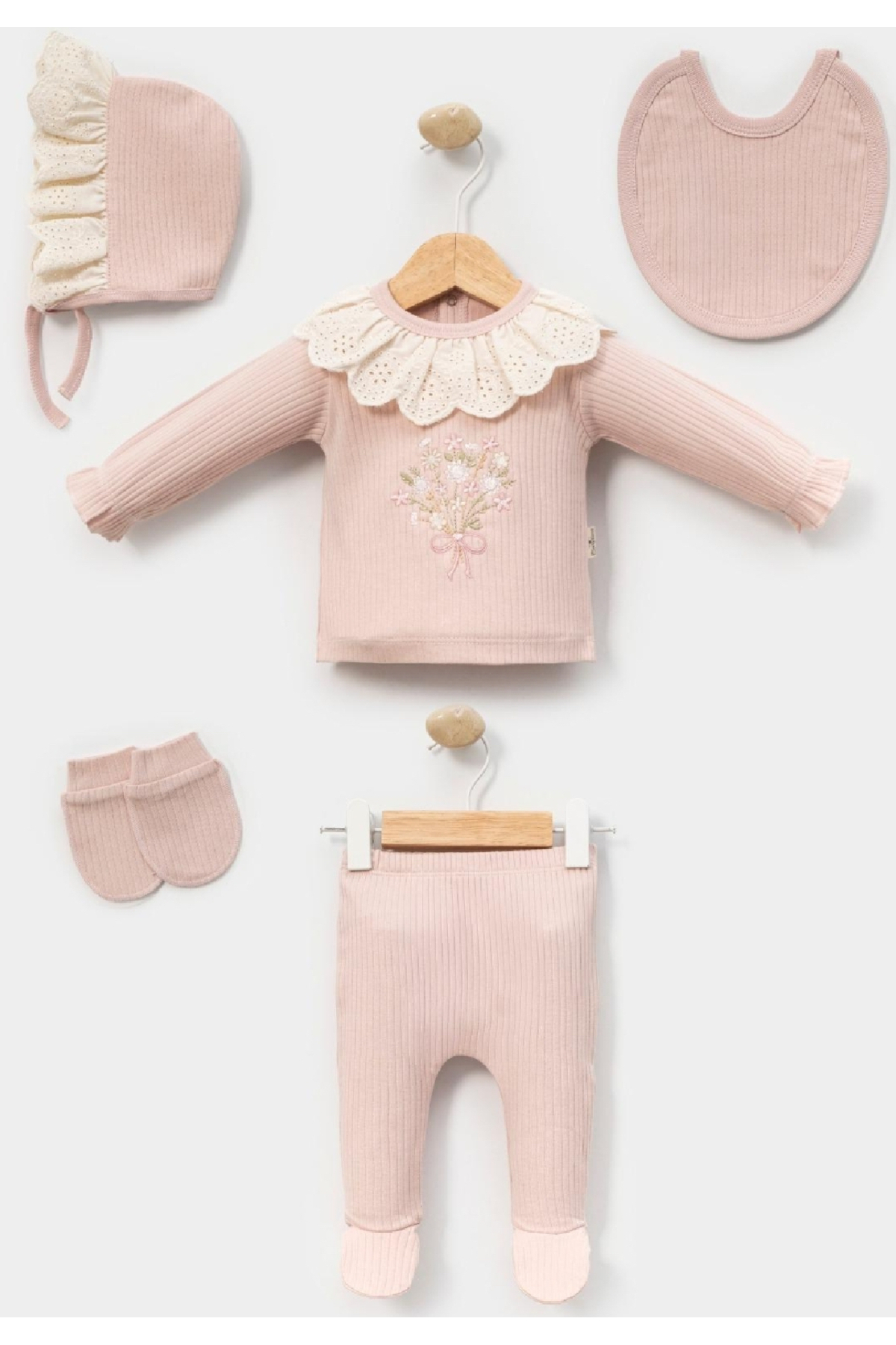 Cherub Baby Çiçek Buketi 5li Set Kız Bebek Yenidoğan 5 Parça Hastane Çıkışı Zıbın Seti fotoğrafı 2 (önizleme)