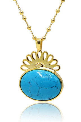 MARKET OF UNİVERSE Halef Dizi Gözyaşı Firuze Taşlı 925 Ayar Gümüş Kadın Kolye