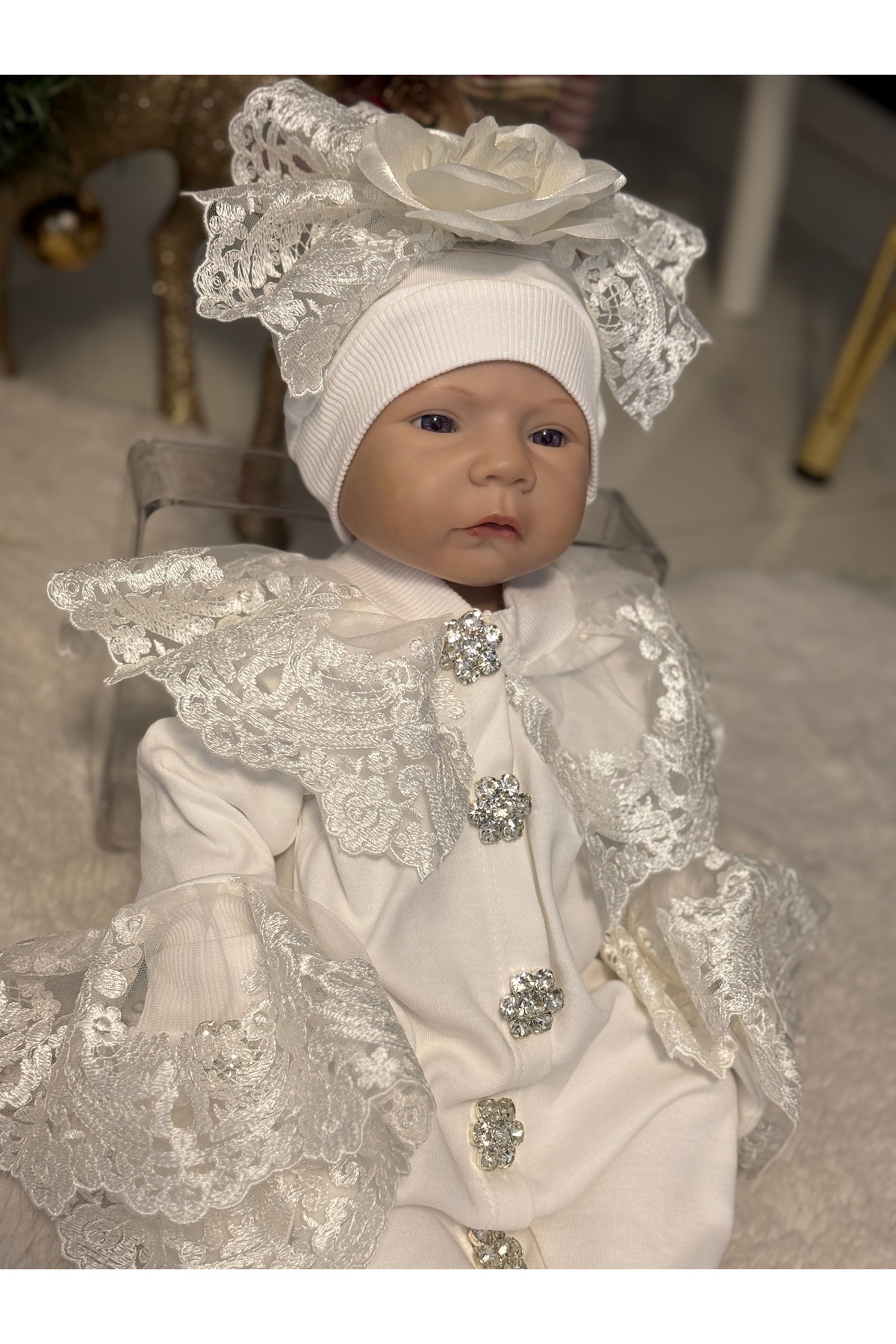 By Serpil Şener Hastane Çıkışı- Mevlüt Takımı- Dantelli Bebek tulumu- Yenidoğan hastane çıkışı fotoğrafı 3 (önizleme)