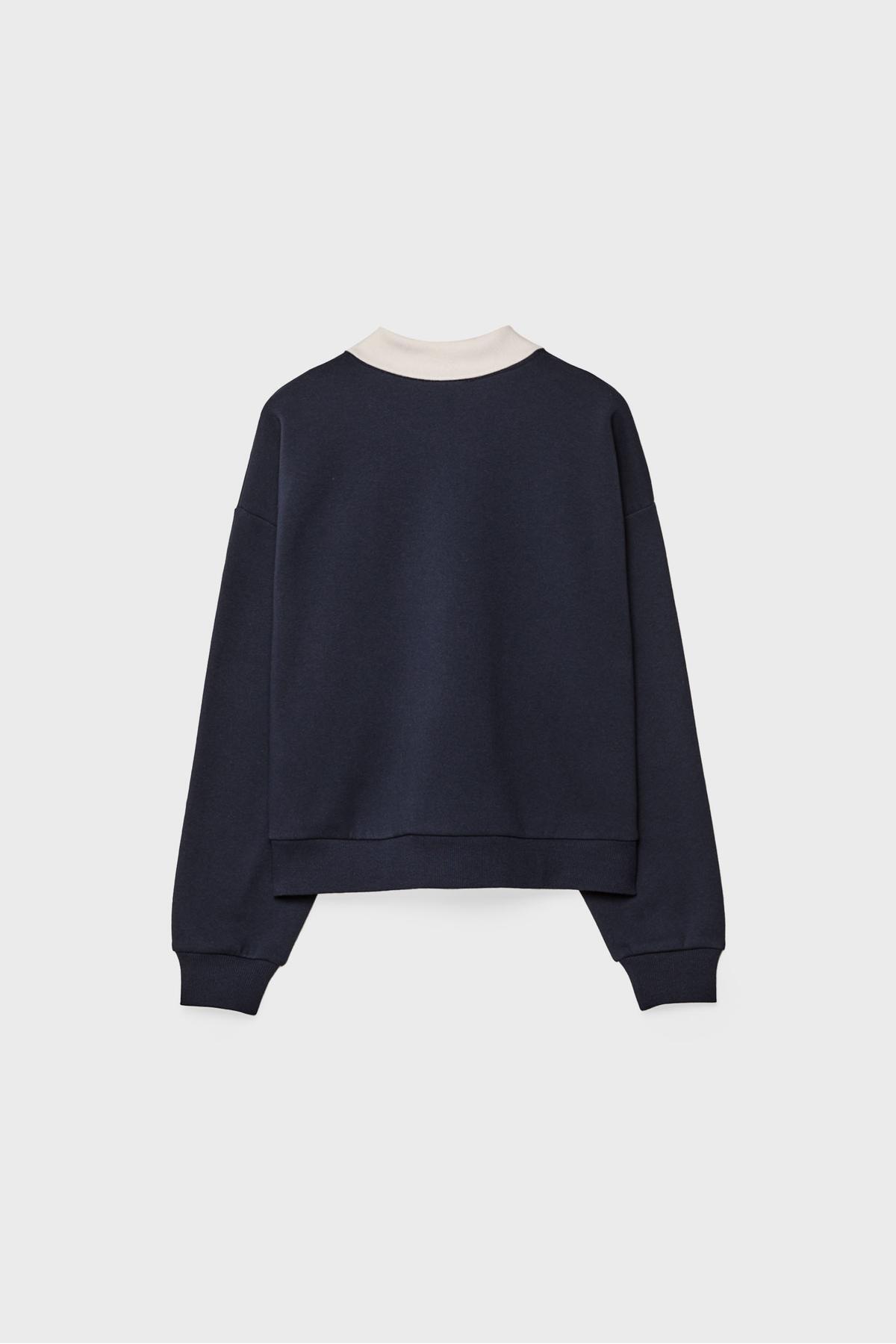Stradivarius  İşlemeli polo sweatshirt - Görsel 7