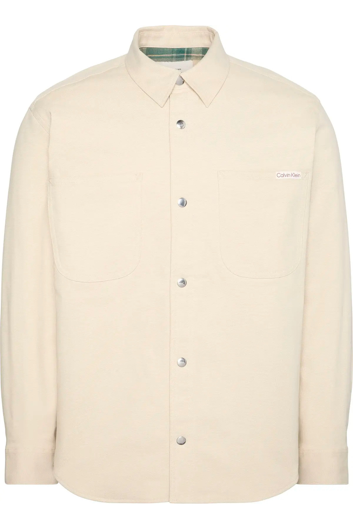 کلوین کلاین پیراهن مردانه کرم رنگ LS MATTY CANVAS RLXD FLANNE LIN