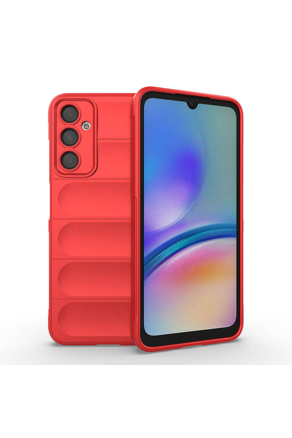 Galaxy A05S Kılıf Esnek TPU Oyuklu Arka Yüzey Tasarımlı SAFA Etnik Silikon Kapak - Kırmızı