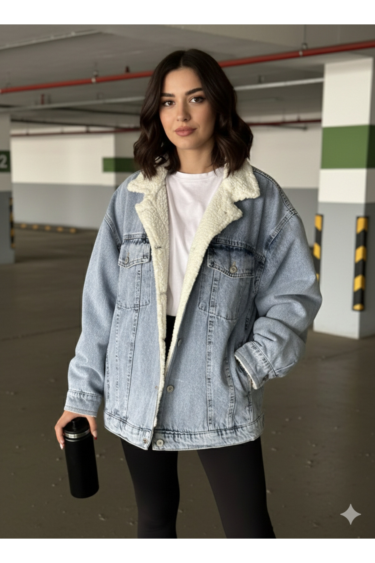 MUG collection  Kadın Kot İçi Kürklü Ceket Oversize