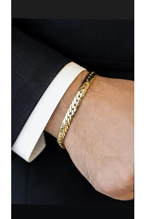 STİL NOKTA Çelik Erkek Bilekliği Gold Renkli Ayarlanabilir Snake Model Kararm...