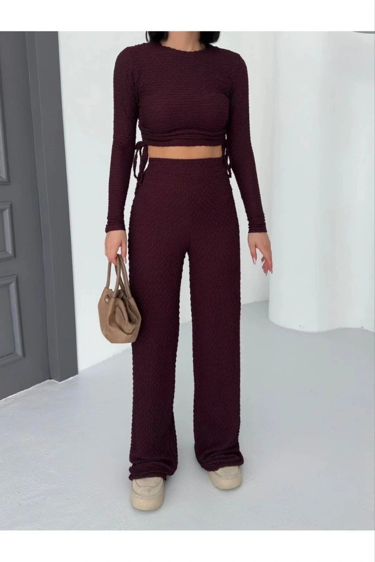 NUVIRAA Bubble alt üst takım bordo pt510446