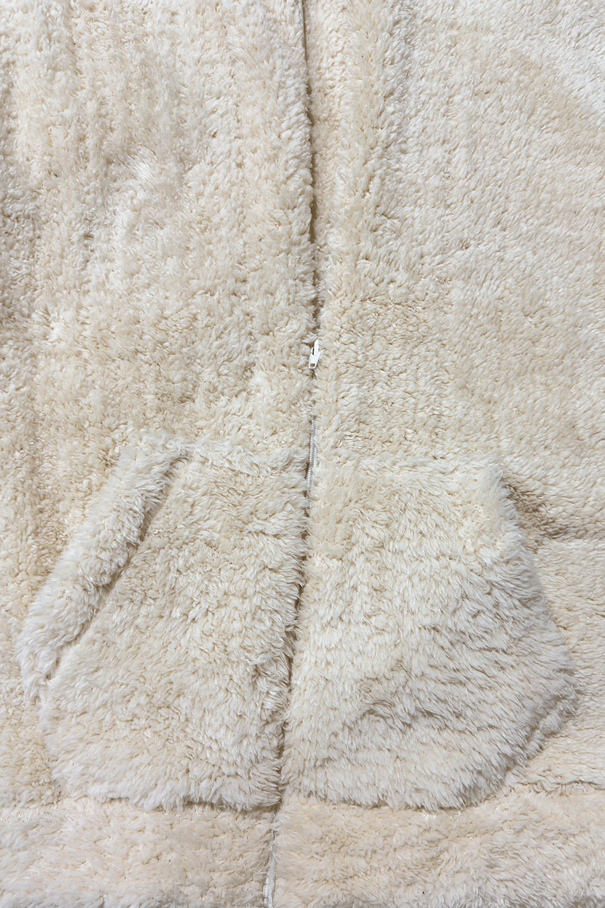 Betimoda  Kadın Fermuarlı Kapüşonlu Uzun Peluş Polar Hırka Ekru - Görsel 9
