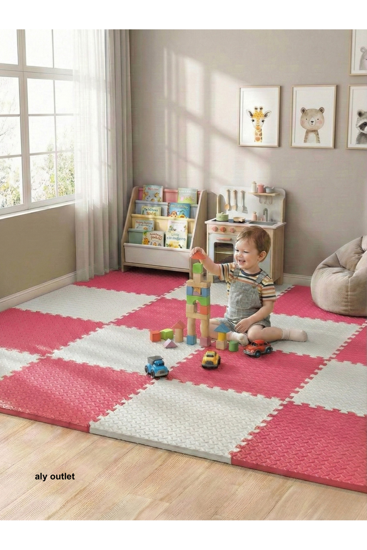 16 Pieces Premium 50x50 Puzzle Mat - 200x200 cm Installed Play Sports Mat Puzzle Carpet 15m