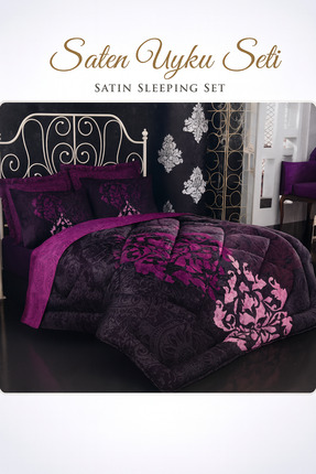 STUDIO HOME DESIGN Uyku Seti - Pamuk Saten - Kösem Sultam Mürdüm - Çift Kişilik