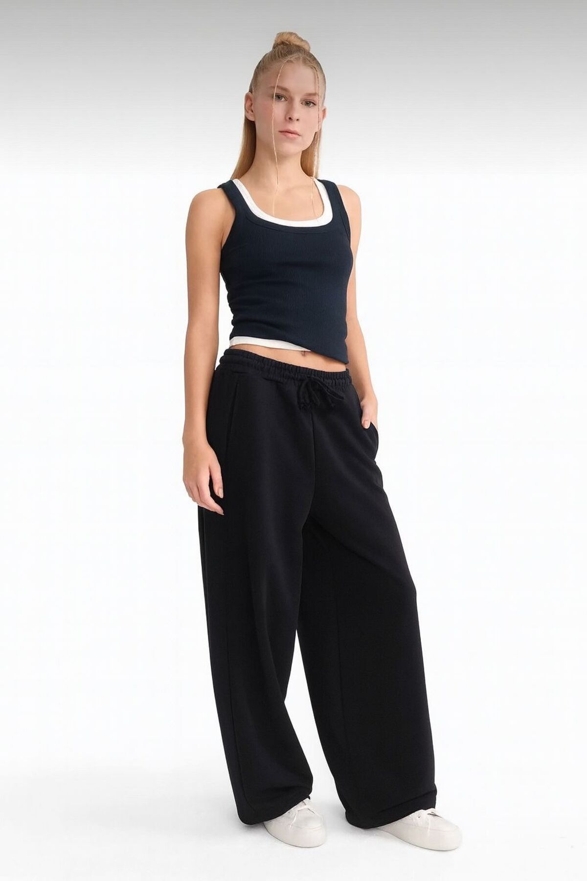 DeFacto Barrel Fit Beli Bağcıklı Geniş Paça Eşofman Altı F3364A775AU