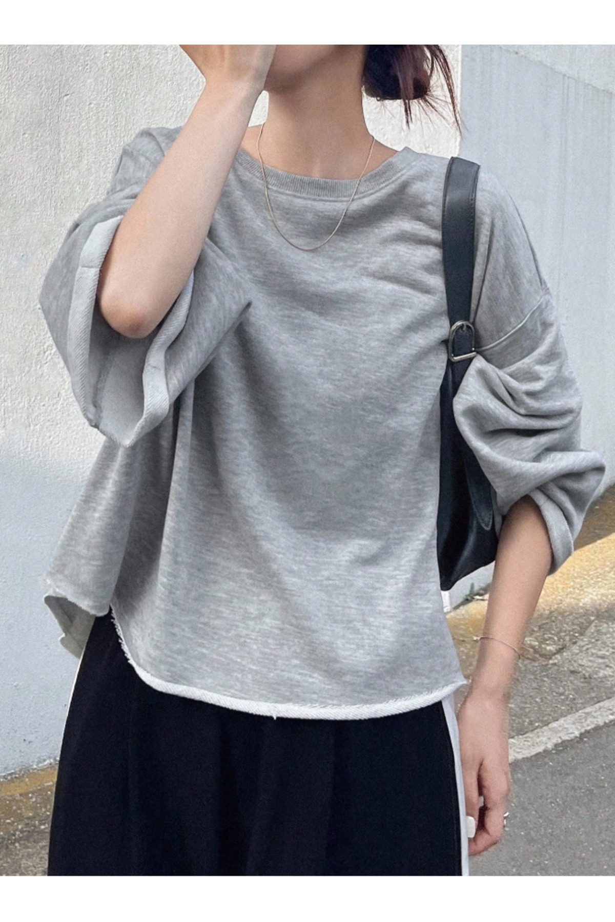 Tarz Cool  Oversize Kesim Bisiklet Yaka Uzun Kollu Sweatshirt - Görsel 5