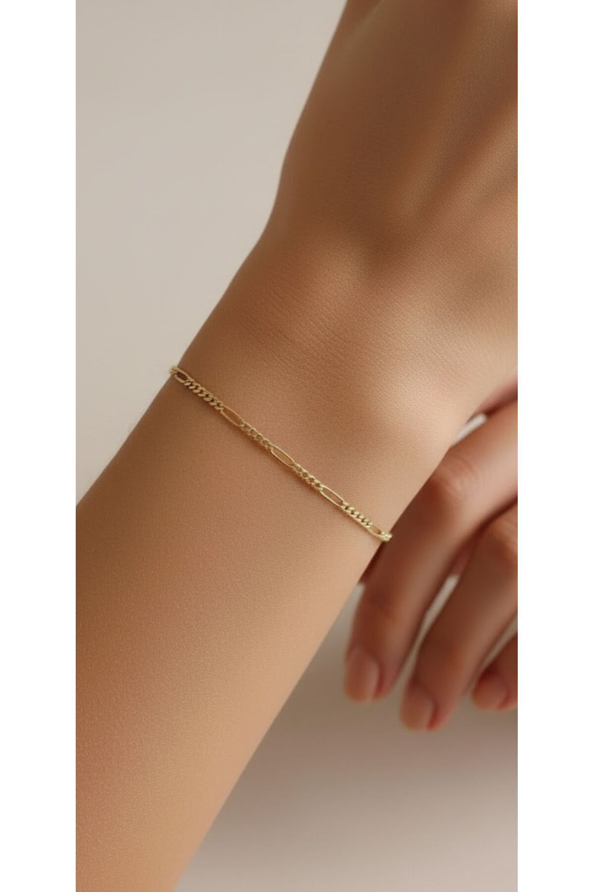 kuyumcu nurettin 1.60 gr (GRAM) Figaro Bileklik 14 Ayar Altın Unisex